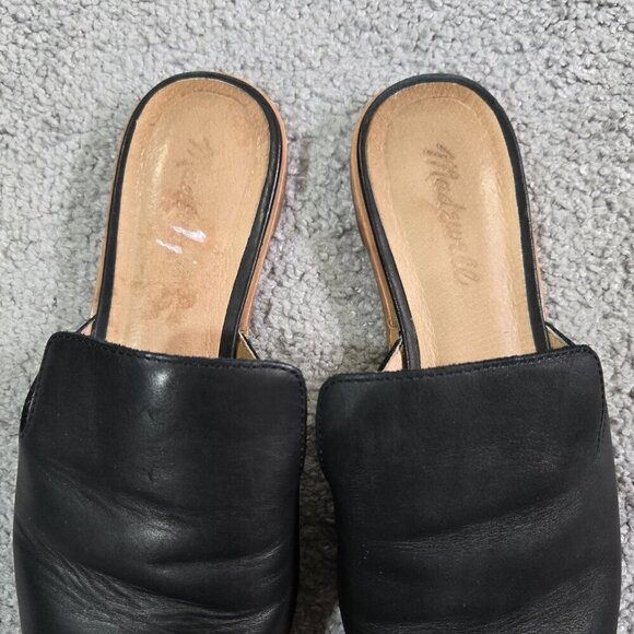Madewell The Gemma Mule in Leather Black Slip On Flats Capsule G8388 - Picture 4 of 13